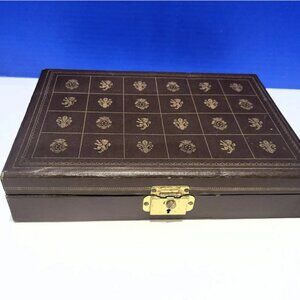 Vintage Babcock Brown and Gold Jewelry Box Hinged Lid